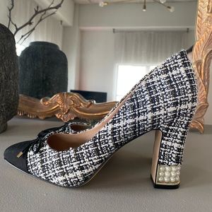 Karl Lagerfeld Block Heel Pumps w/Pearl Detail